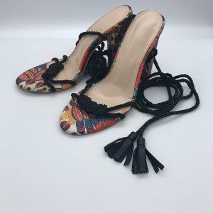 Multicolored Heel with lace up twisted rope (Size 9.5)